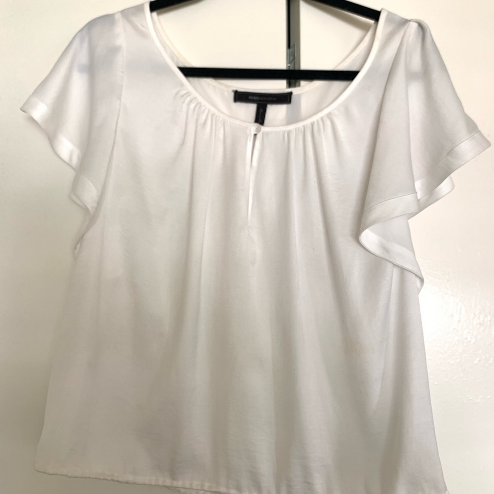 BCBGMaxAzaria Tops | white silk blouse